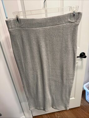 a new day Ribbed Pencil Midi Skirt - Light Gray